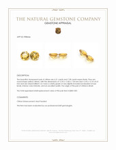 13.69 Ct.Tw.Total Carat Weight Yellow Citrine Pair from Brazil Appraisal