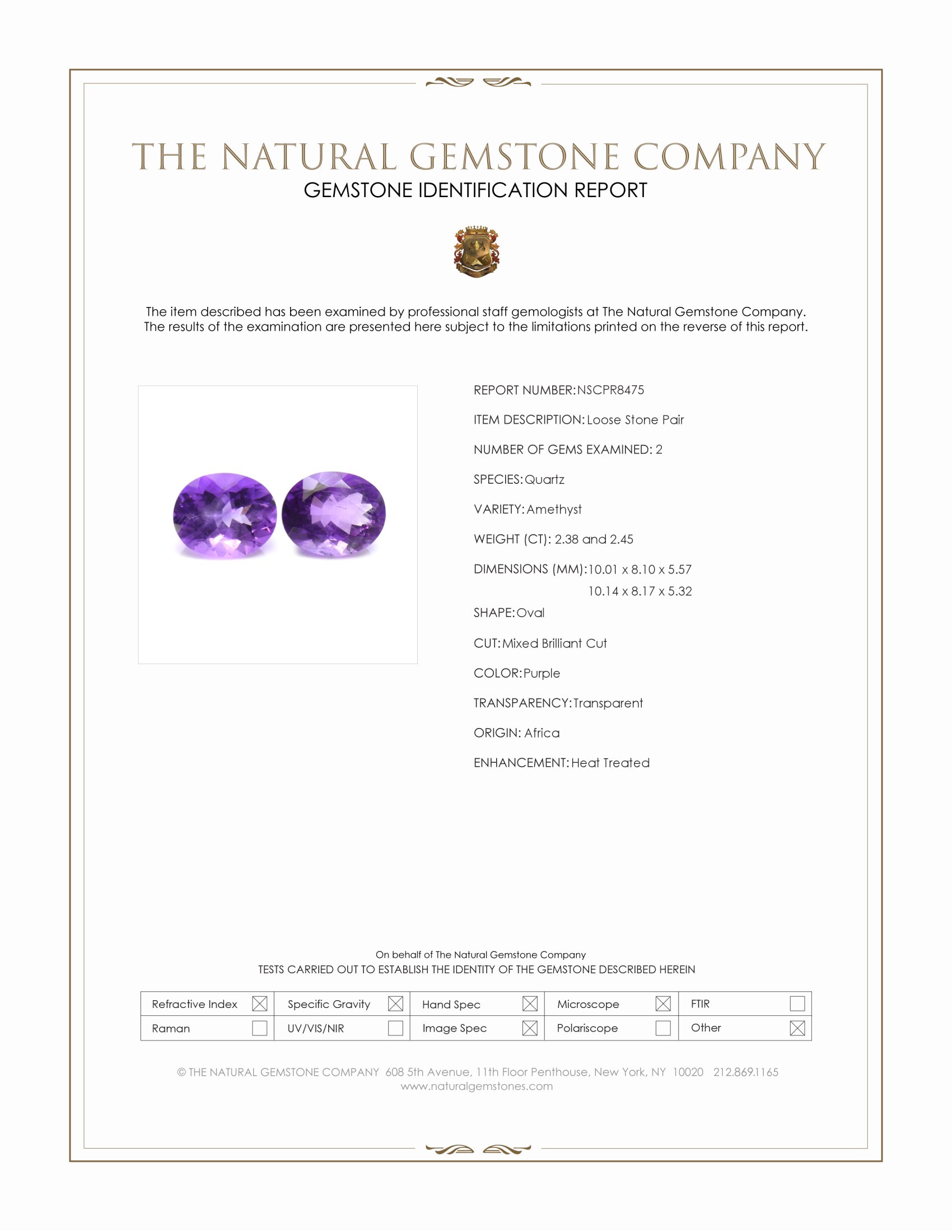 4.83 Ct.Tw. Purple Amethyst Pair from Africa