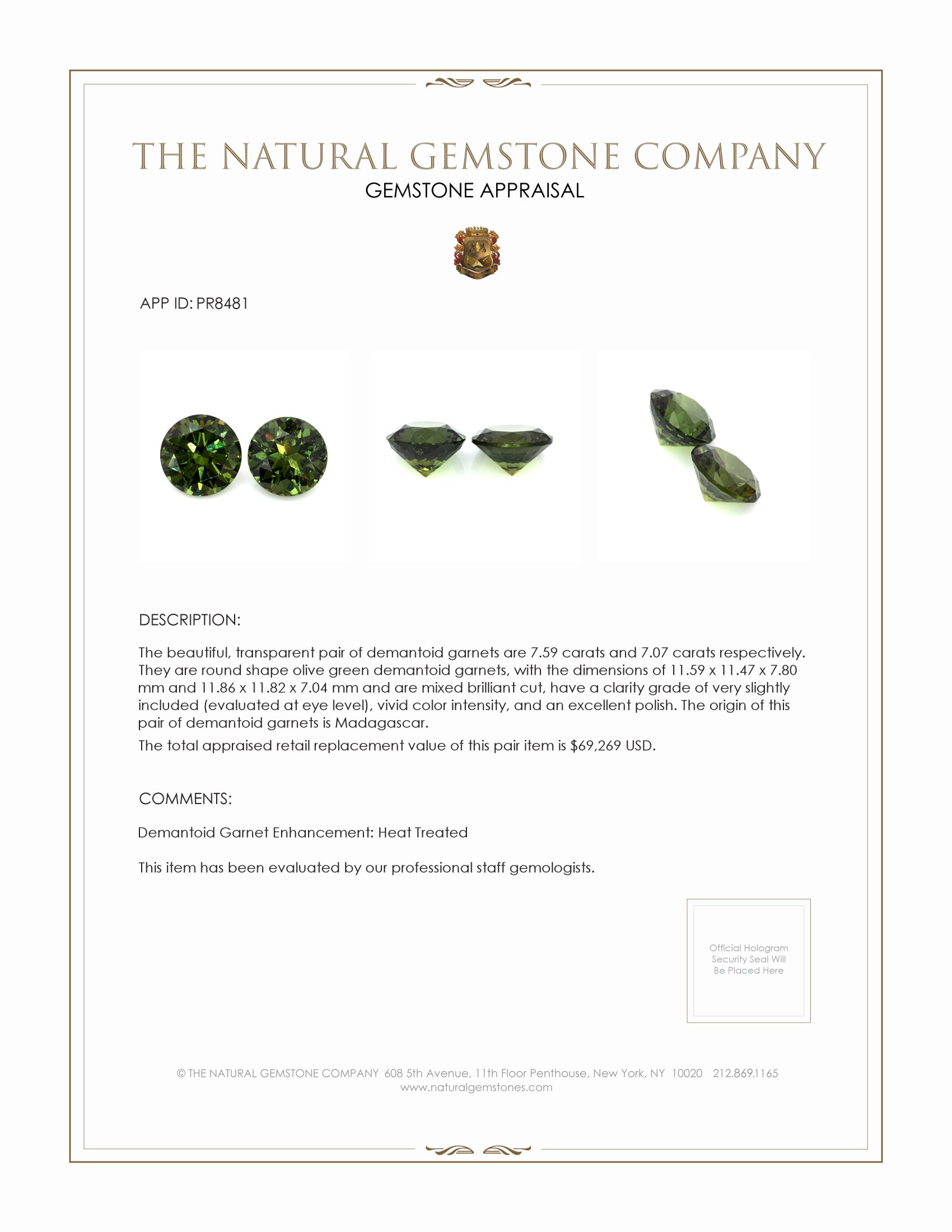 14.66 Ct.Tw. Demantoid Garnet Pair from Madagascar