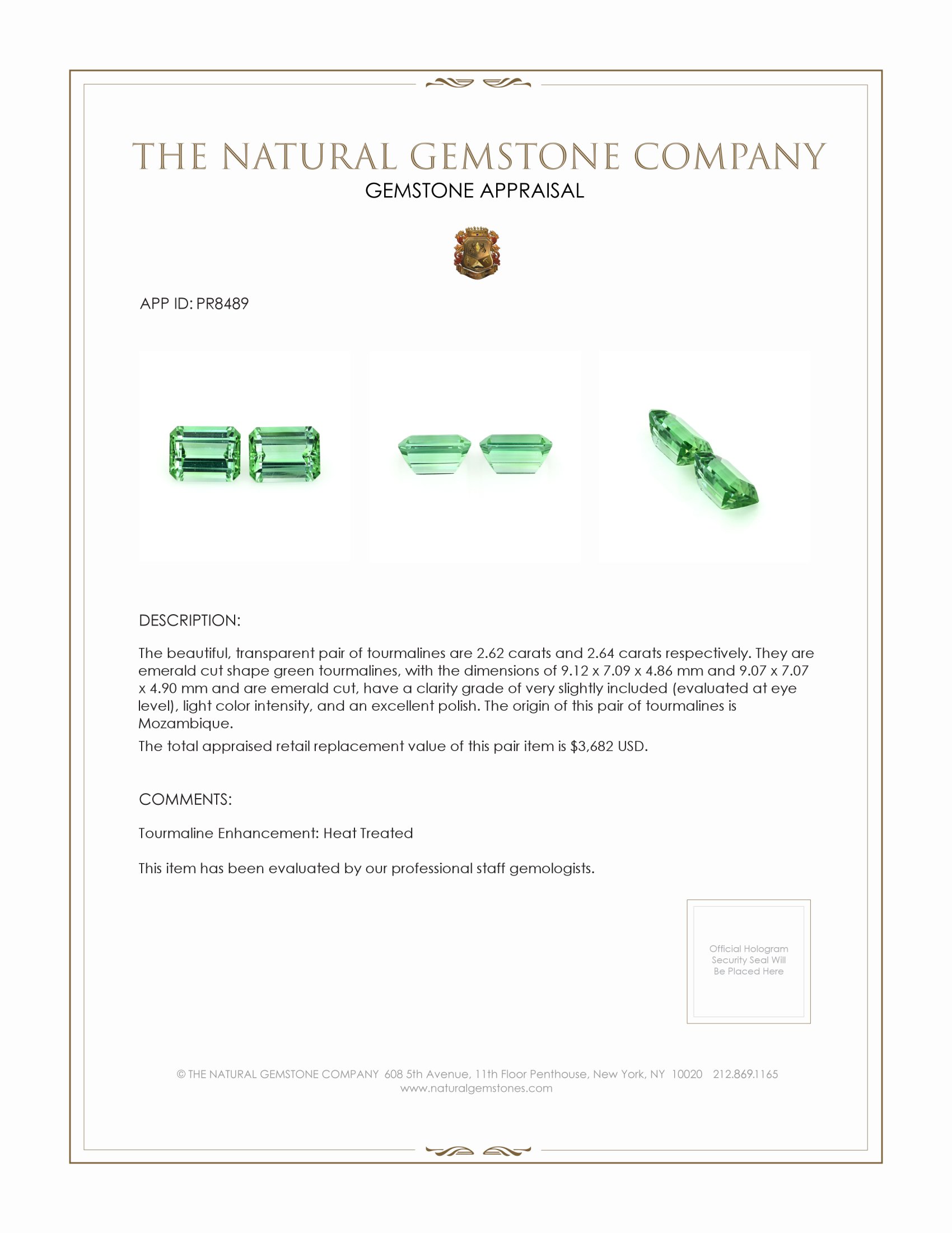 5.26 Ct.Tw. Green Tourmaline Pair from Mozambique