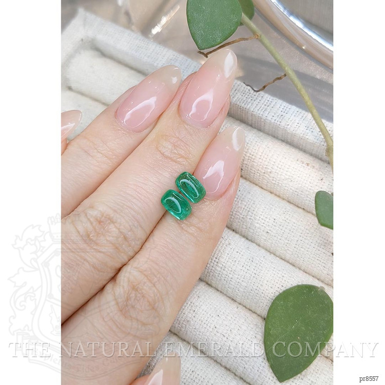2.08 Ct.Tw. Cabochon Emerald Pair from Russia