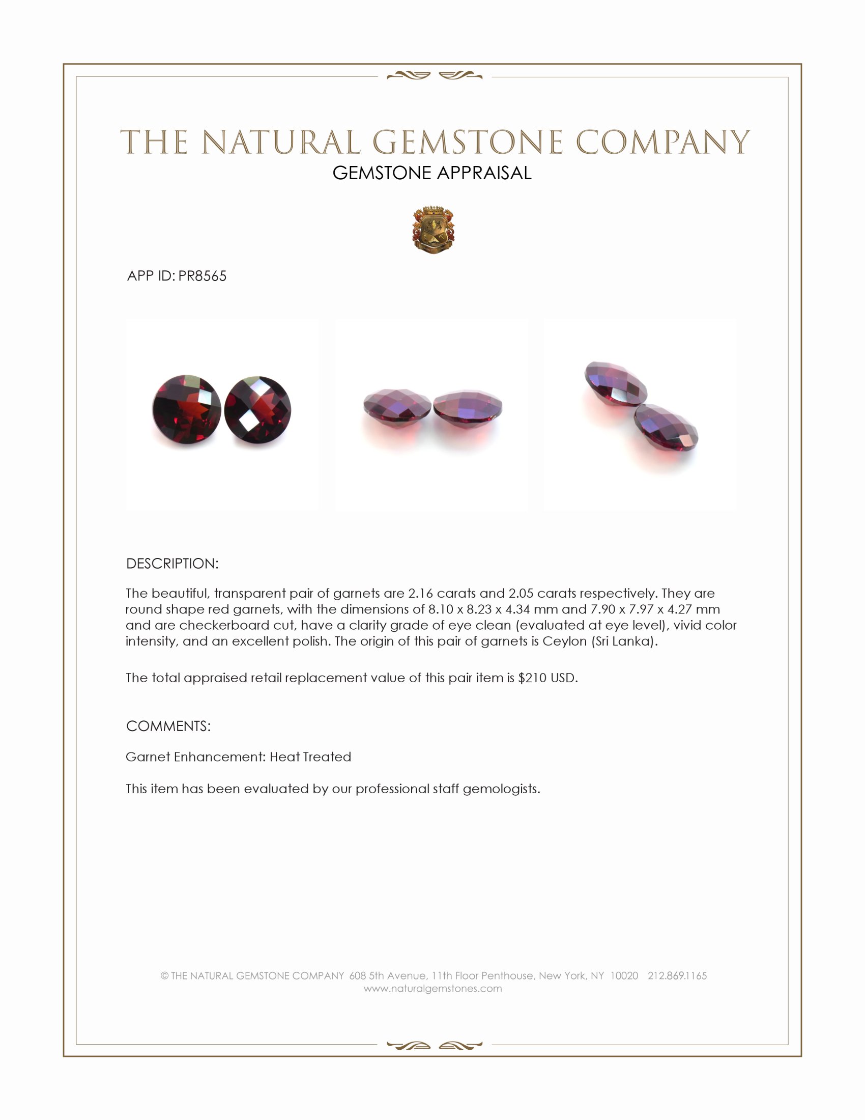 4.21 Ct.Tw. Red Garnet Pair from Ceylon (Sri Lanka)