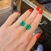8.79 Ct.Tw.Total Carat Weight Emerald Pair from Colombia Life Style