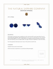 1.72 Ct.Tw.Total Carat Weight Blue Sapphire Pair from Ceylon (Sri Lanka) Appraisal