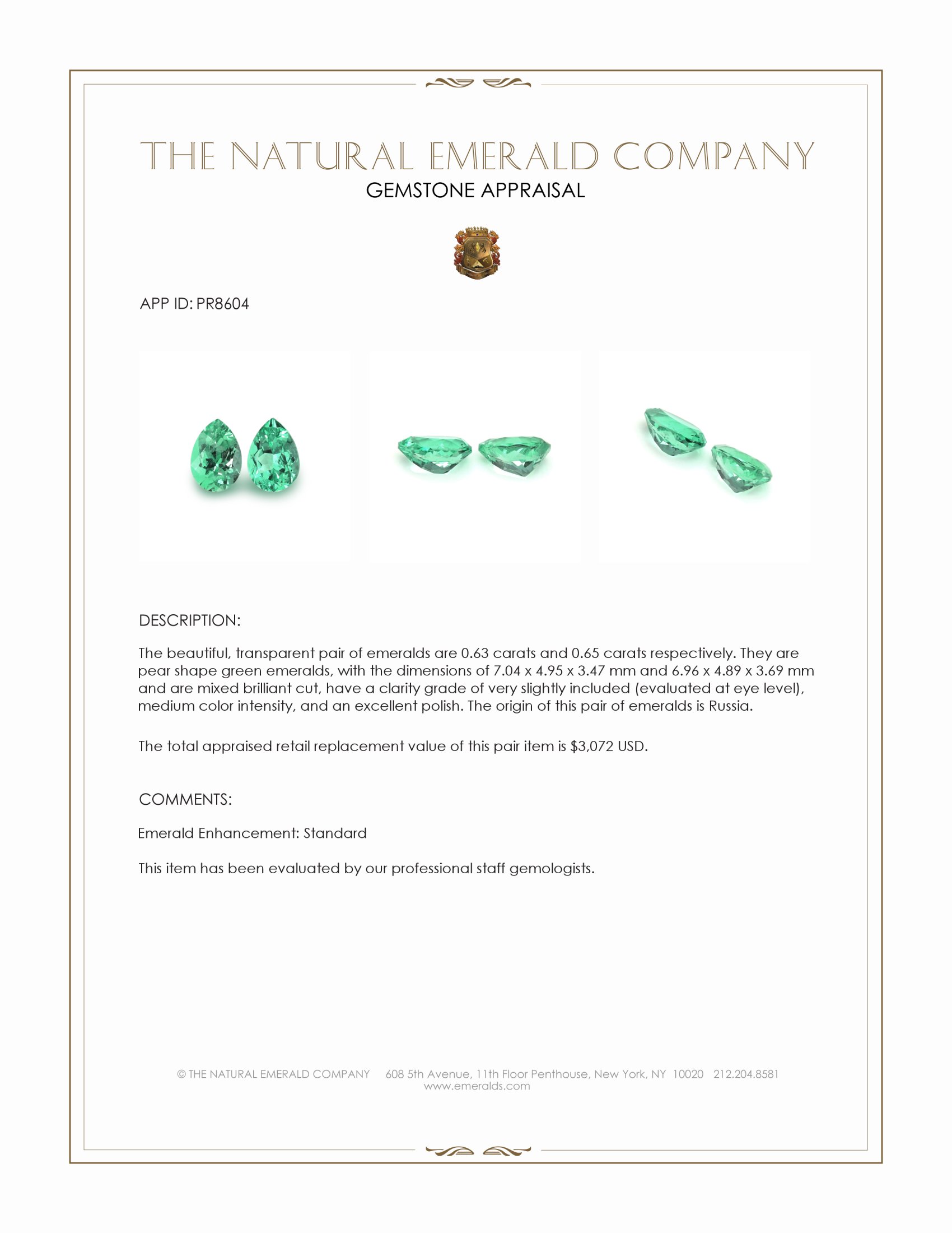 1.28 Ct.Tw. Emerald Pair from Russia
