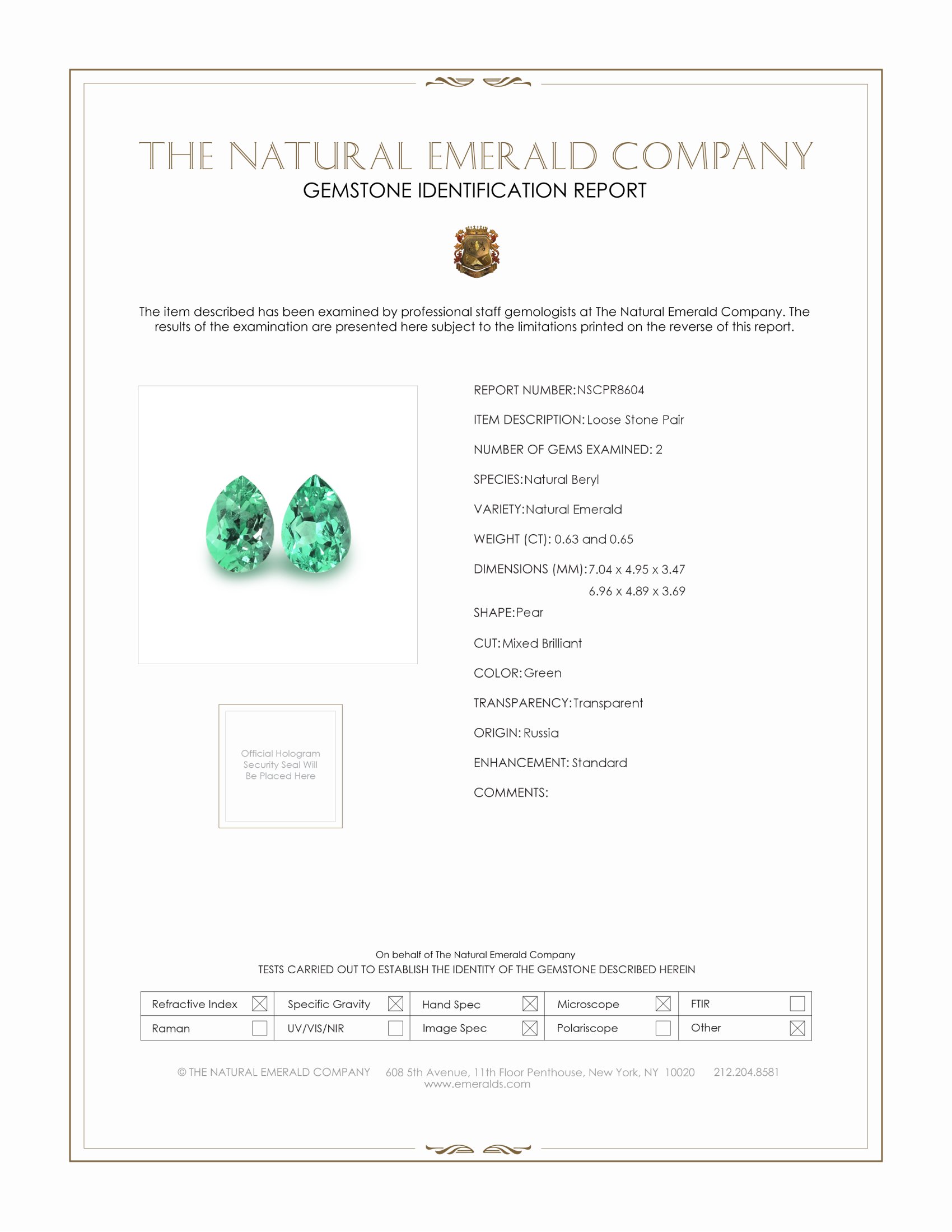 1.28 Ct.Tw. Emerald Pair from Russia