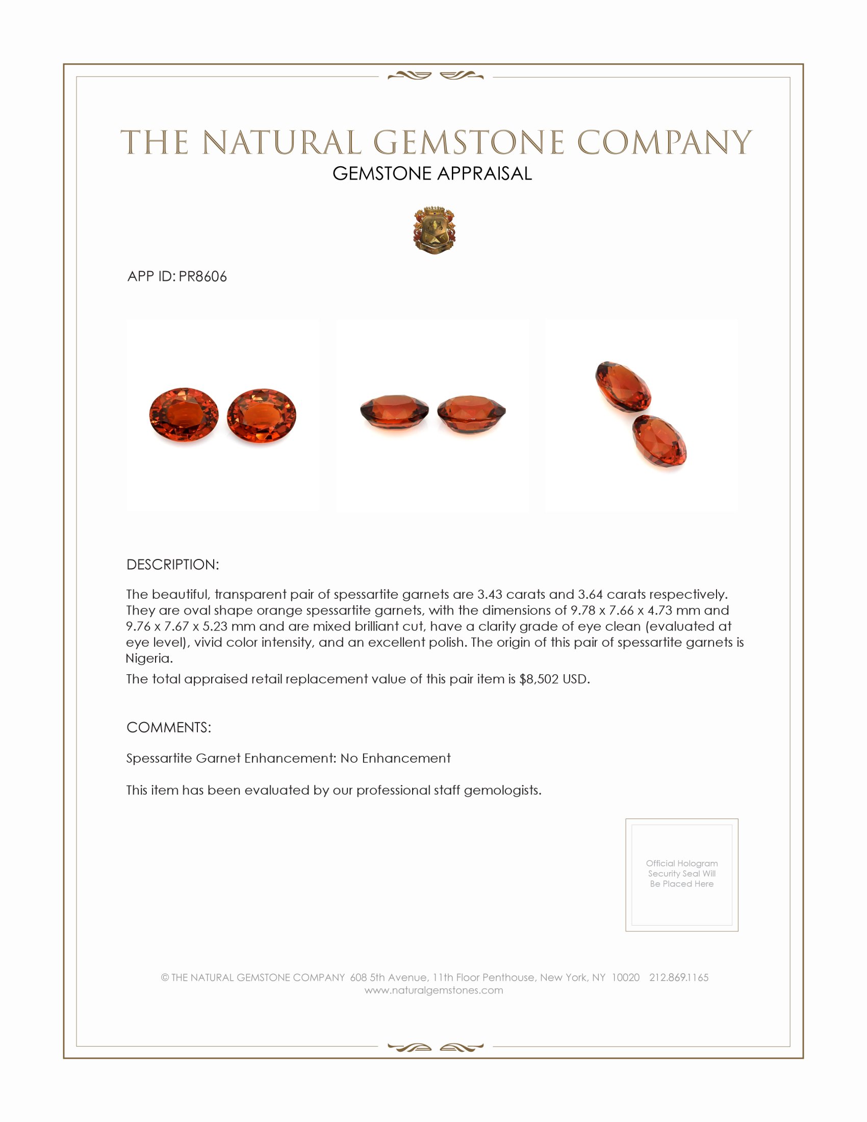 7.07 Ct.Tw. Spessartite Garnet Pair from Nigeria