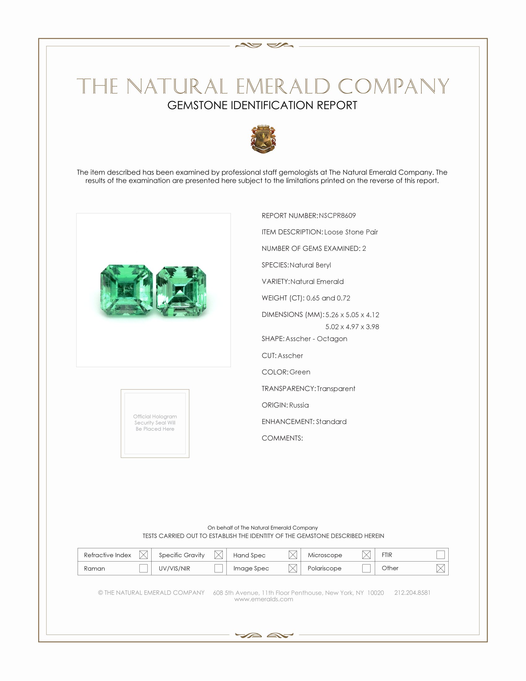 1.37 Ct.Tw. Emerald Pair from Russia