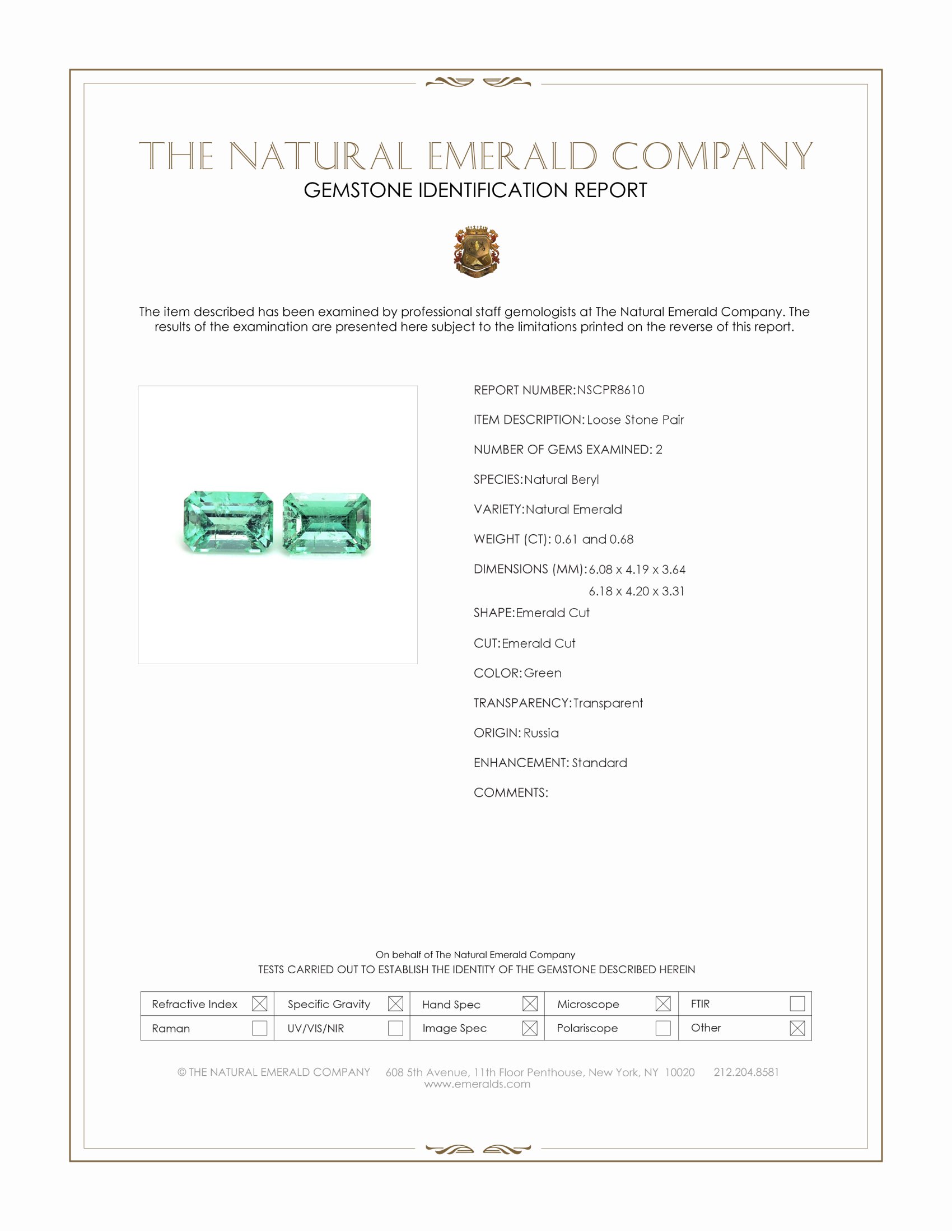 1.29 Ct.Tw. Emerald Pair from Russia