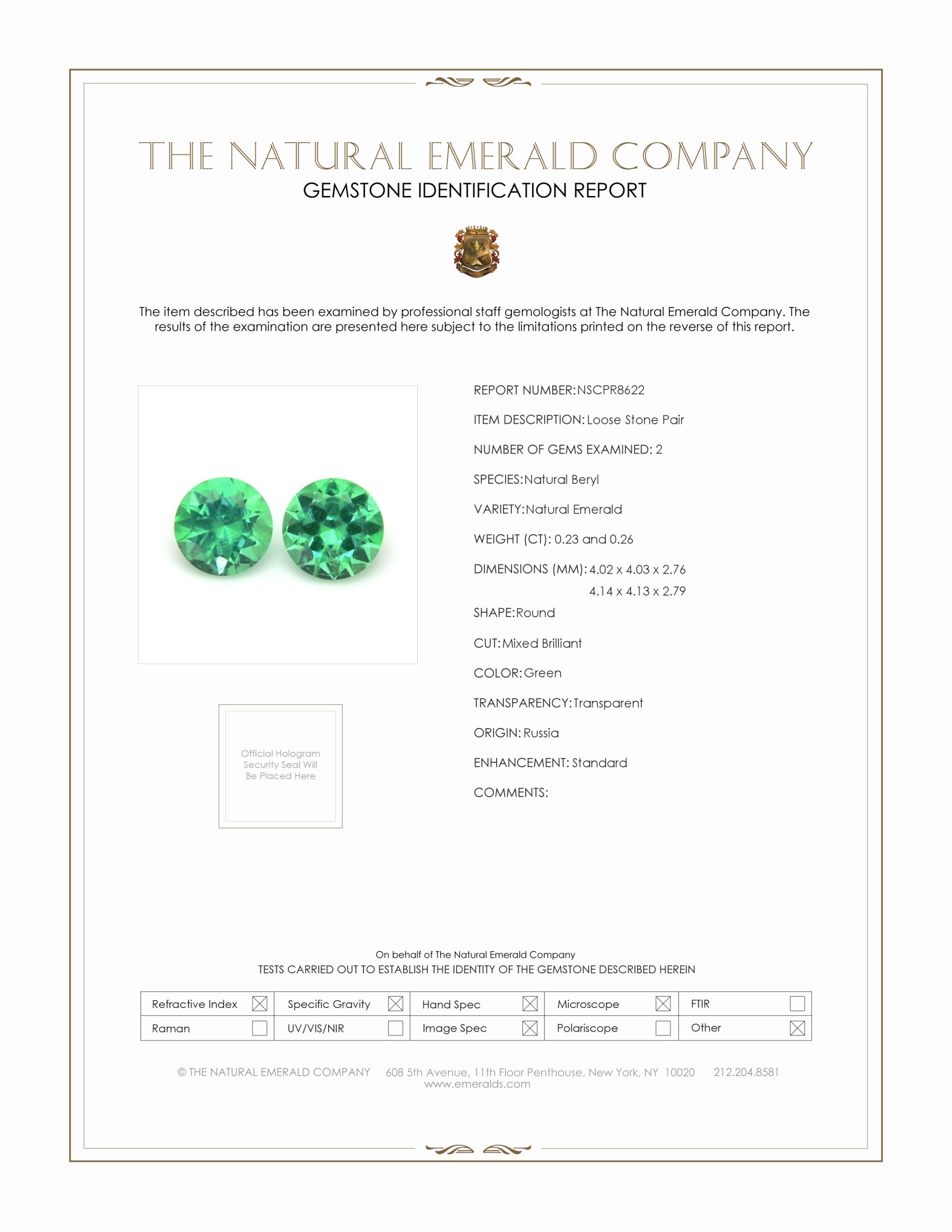 0.49 Ct.Tw. Emerald Pair from Russia