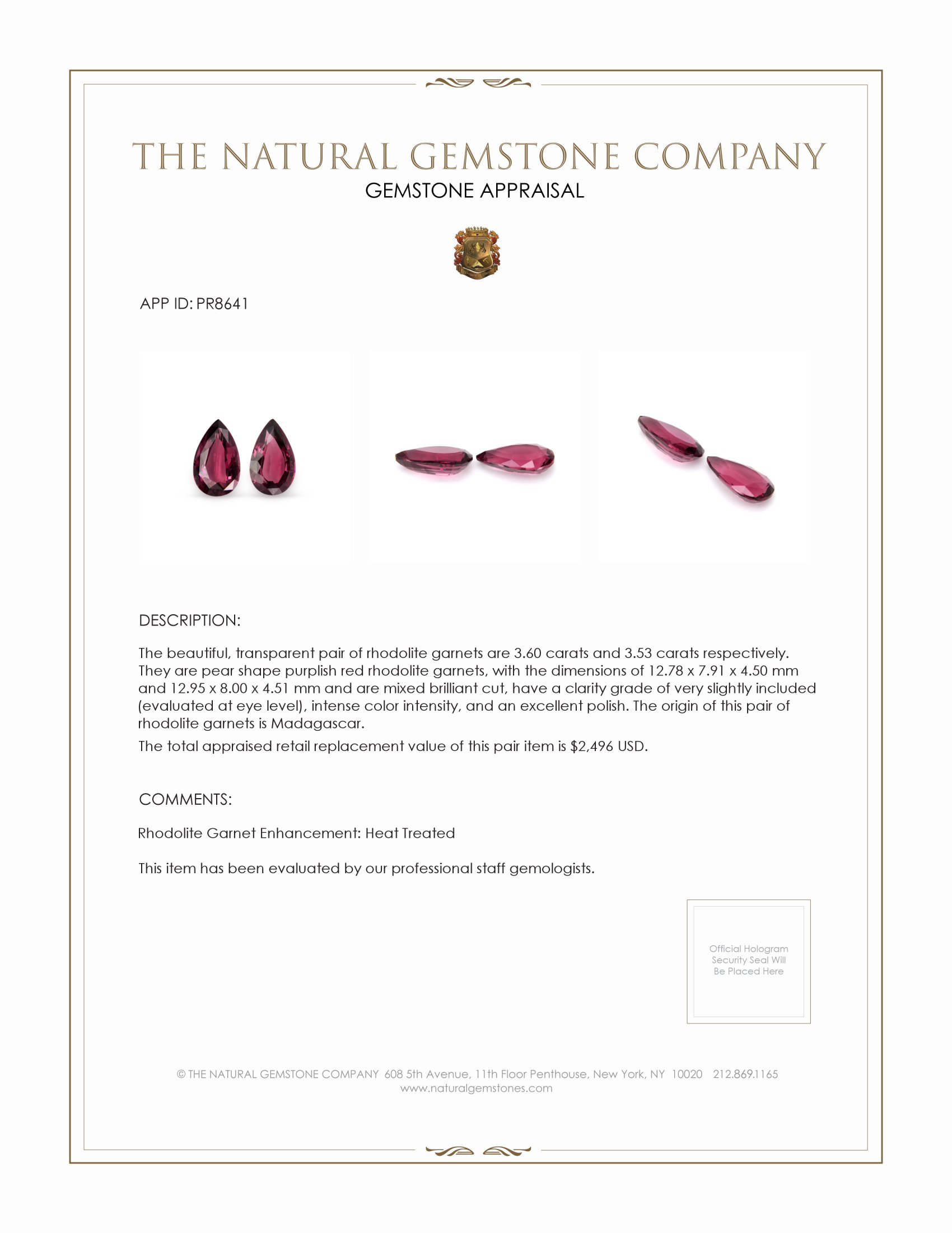 7.13 Ct.Tw. Rhodolite Garnet Pair from Madagascar