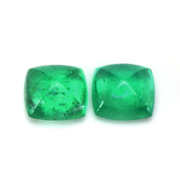 4.61 Ct.Tw.Total Carat Weight Cabochon Emerald Pair from Russia Video