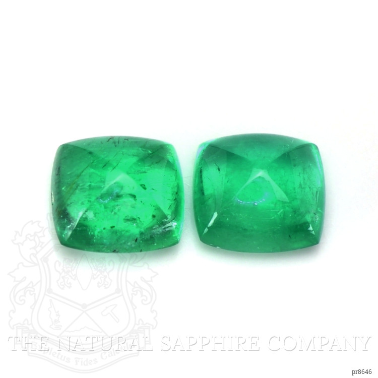 4.61 Ct.Tw. Cabochon Emerald Pair from Russia