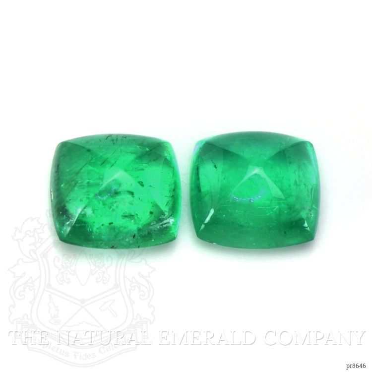 4.61 Ct.Tw. Cabochon Emerald Pair from Russia