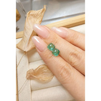 3.26 Ct.Tw.Total Carat Weight Cabochon Emerald Pair from Russia Life Style