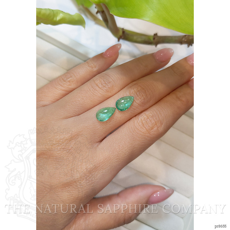 4.15 Ct.Tw. Cabochon Emerald Pair from Russia