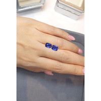 4.22 Ct.Tw.Total Carat Weight Blue Sapphire Pair from Madagascar Life Style
