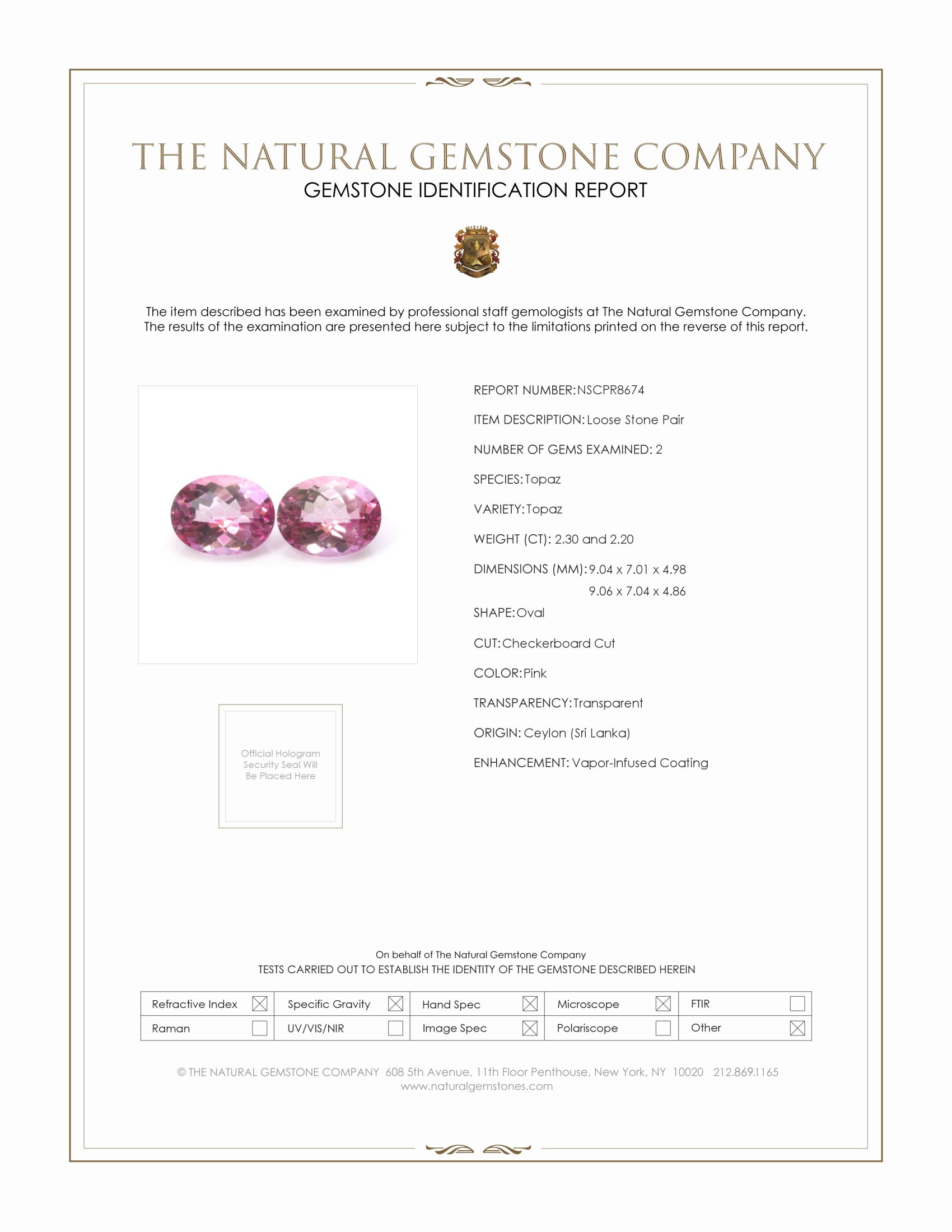 4.50 Ct.Tw. Pink Topaz Pair from Ceylon (Sri Lanka)