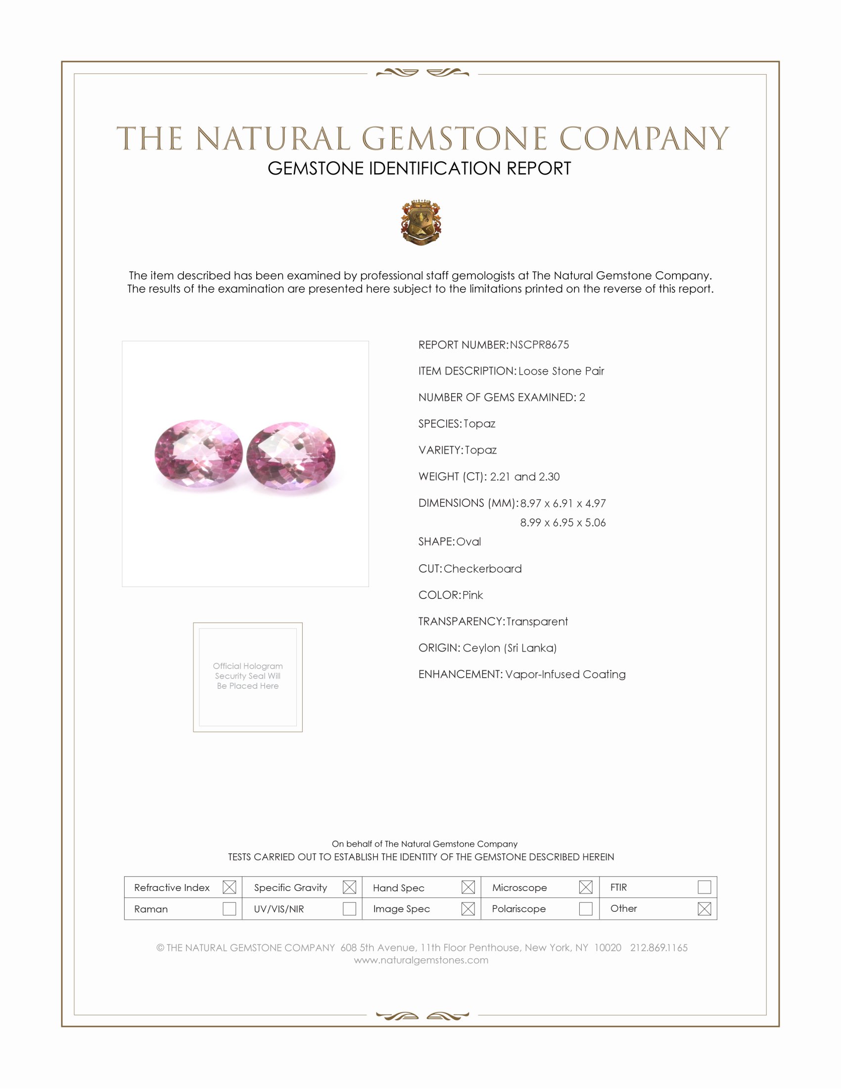 4.51 Ct.Tw. Pink Topaz Pair from Ceylon (Sri Lanka)