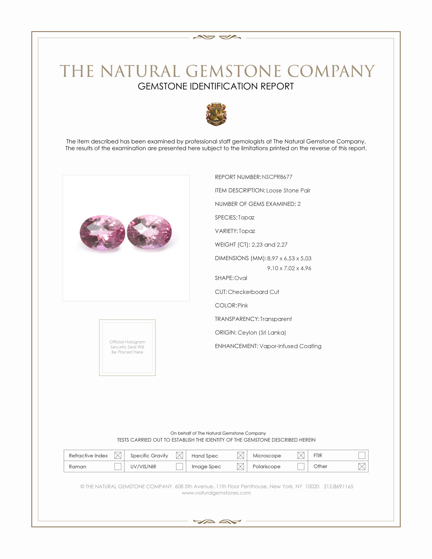 4.50 Ct.Tw. Pink Topaz Pair from Ceylon (Sri Lanka)