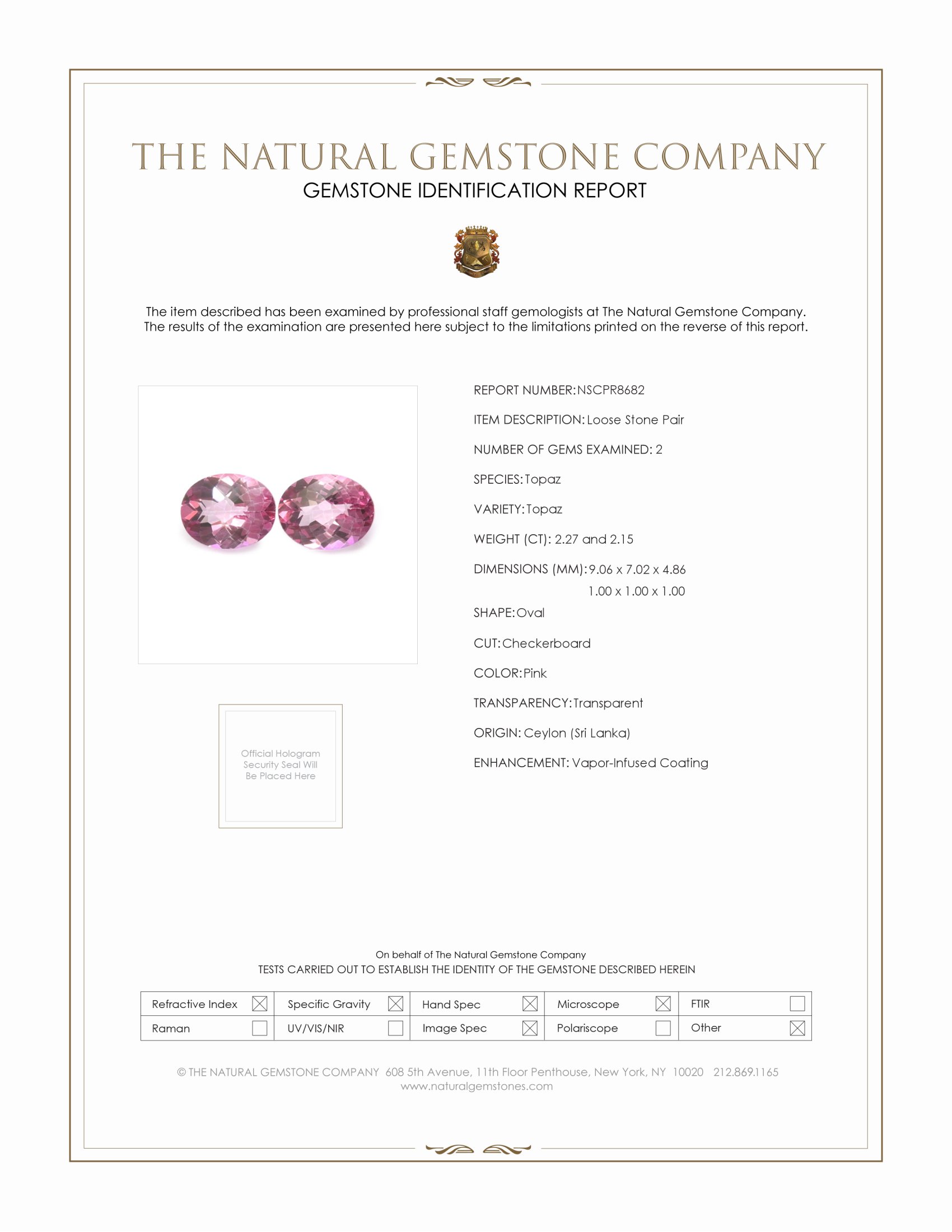 4.42 Ct.Tw. Pink Topaz Pair from Ceylon (Sri Lanka)