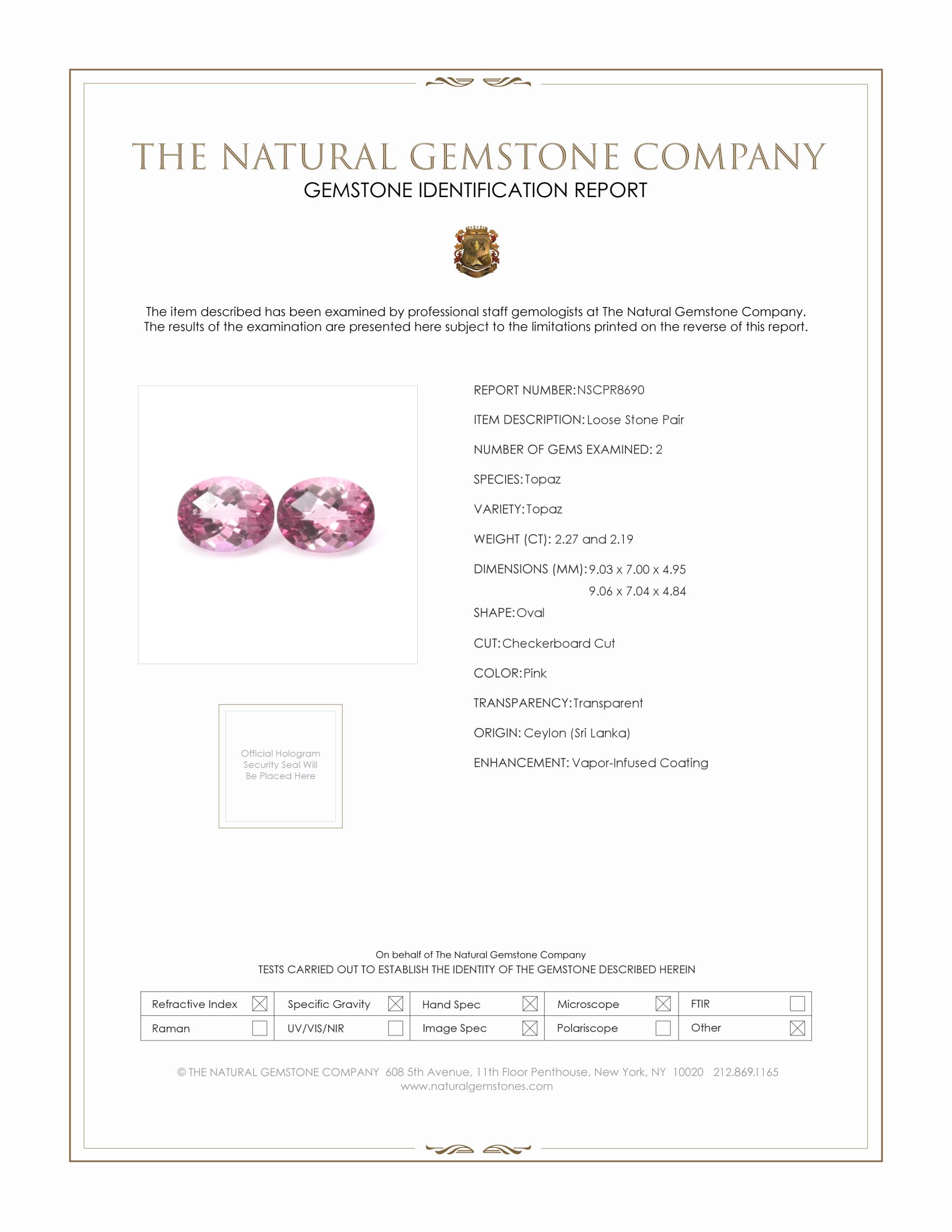 4.46 Ct.Tw. Pink Topaz Pair from Ceylon (Sri Lanka)