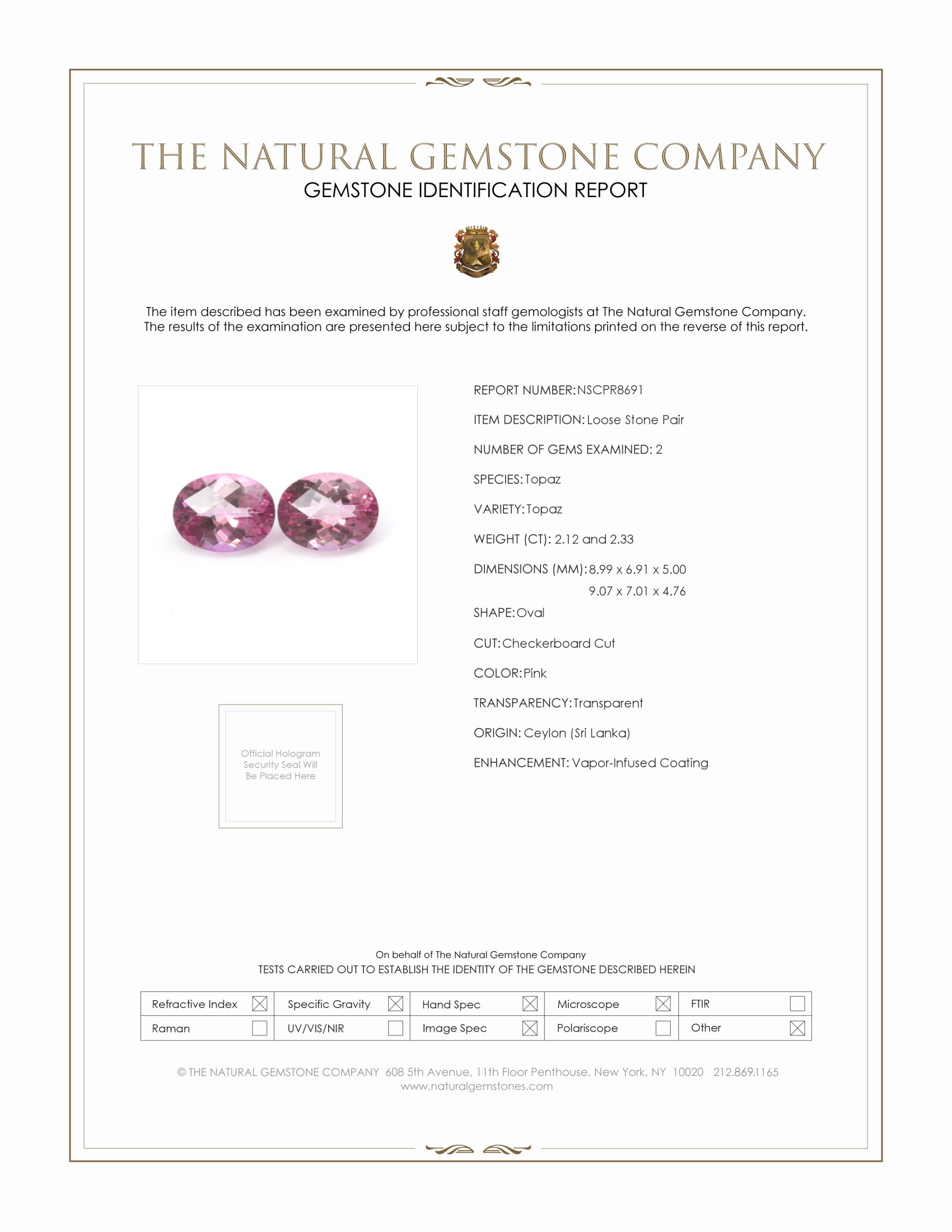 4.45 Ct.Tw. Pink Topaz Pair from Ceylon (Sri Lanka)
