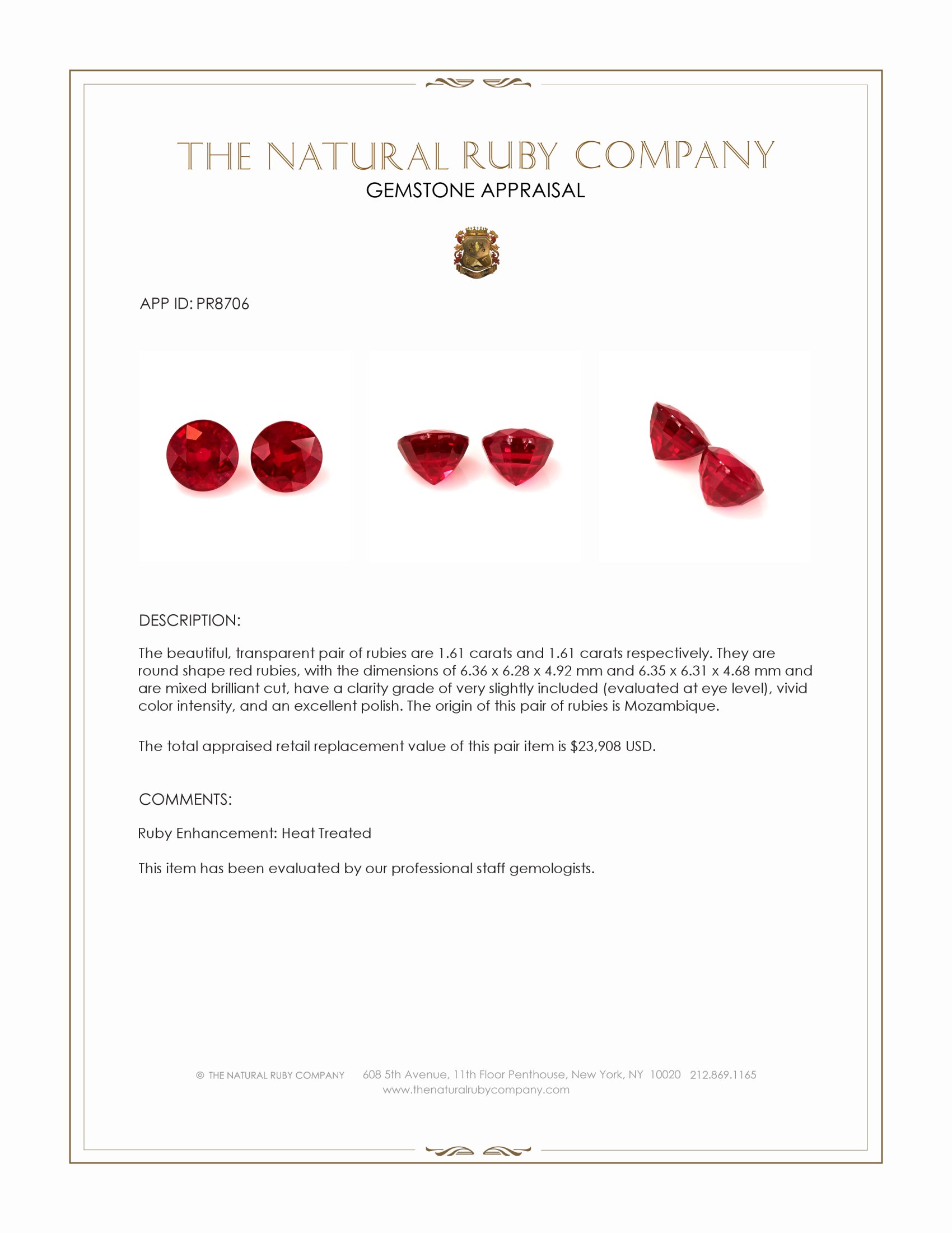 3.22 Ct.Tw. Ruby Pair from Mozambique