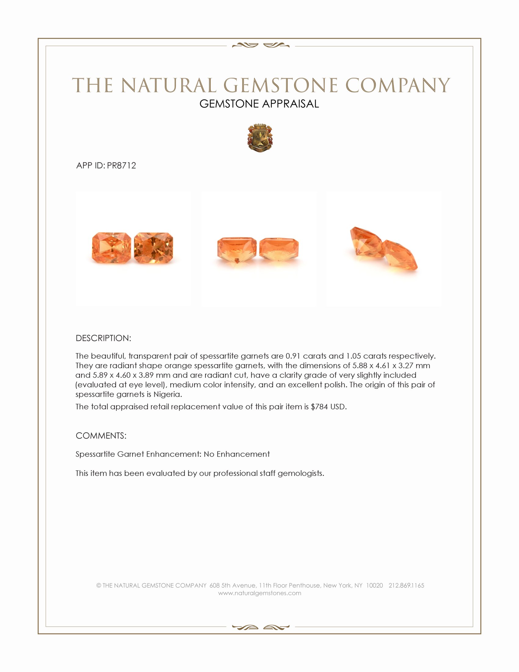 1.96 Ct.Tw. Spessartite Garnet Pair from Nigeria