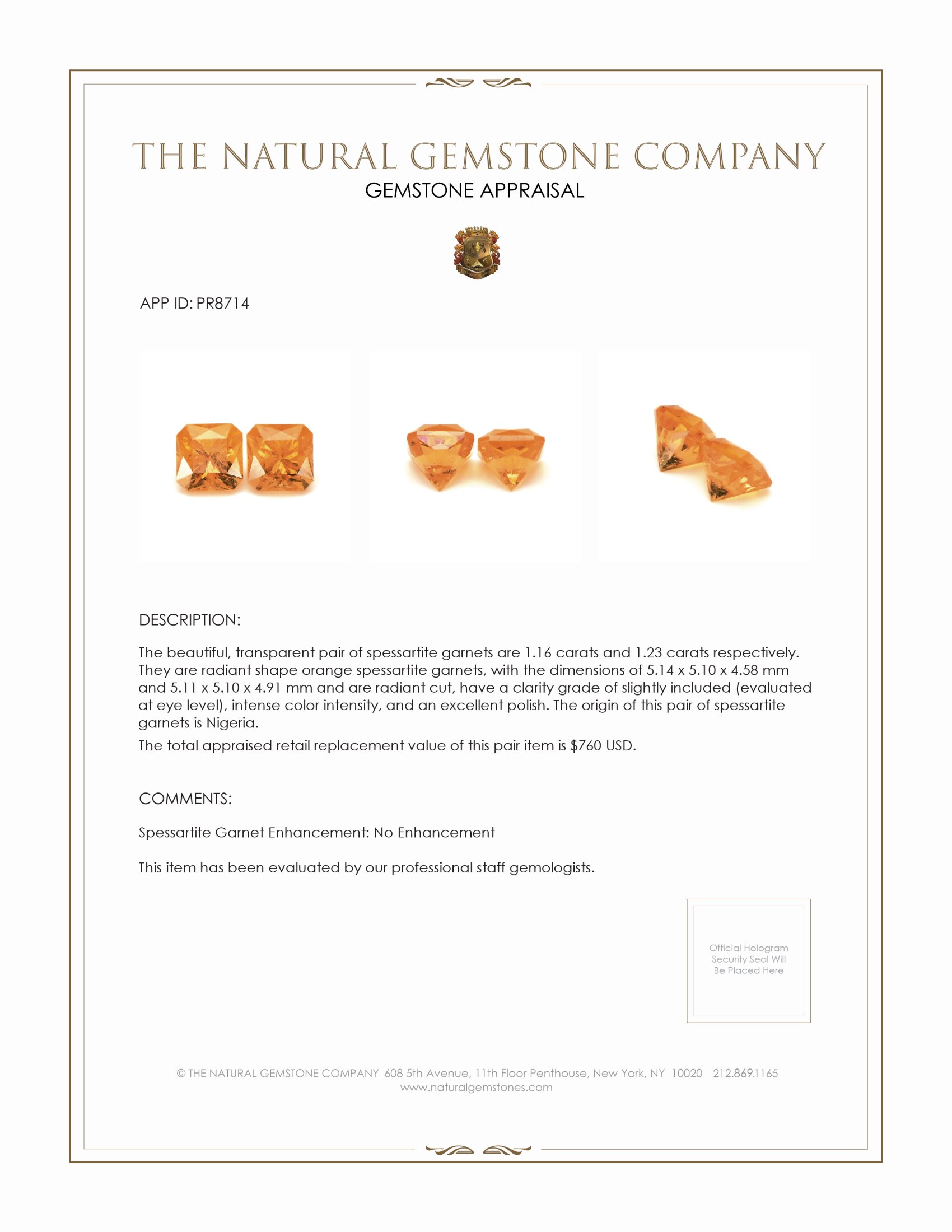 2.39 Ct.Tw. Spessartite Garnet Pair from Nigeria