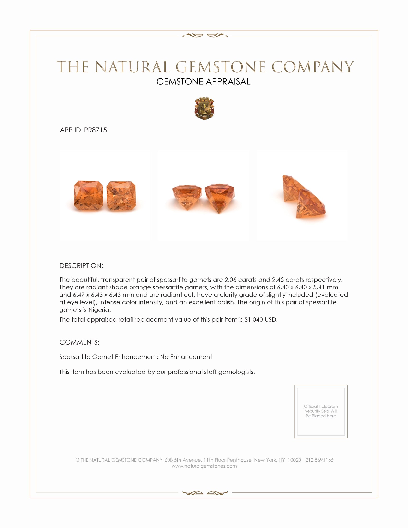 4.51 Ct.Tw. Spessartite Garnet Pair from Nigeria