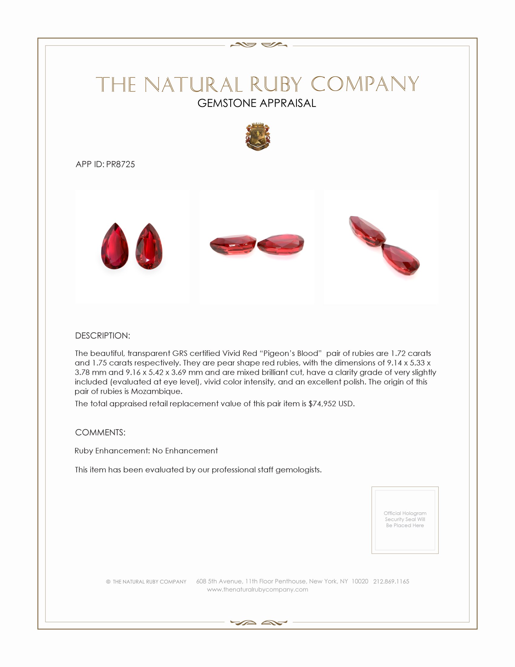 3.47 Ct.Tw. Ruby Pair from Mozambique
