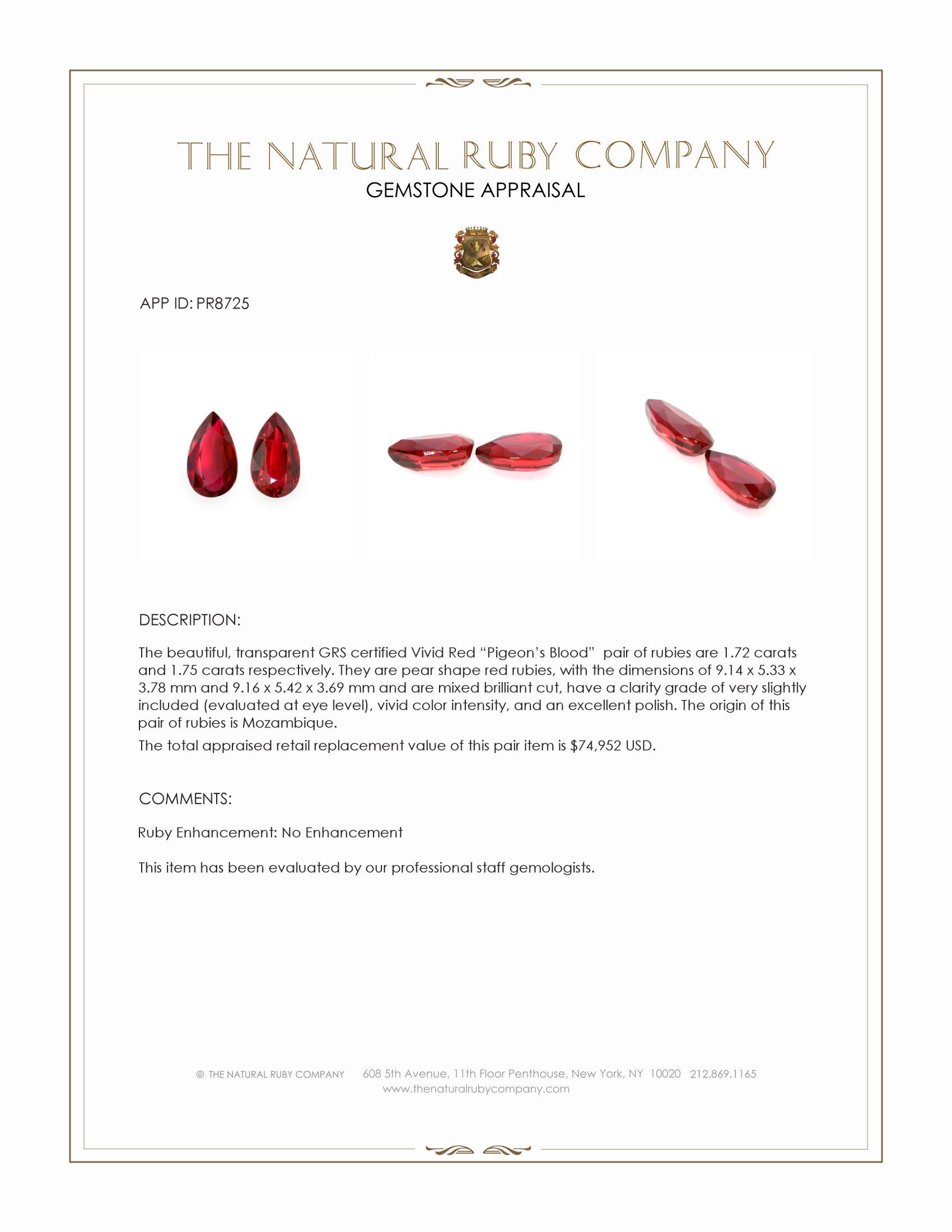 3.47 Ct.Tw. Ruby Pair from Mozambique