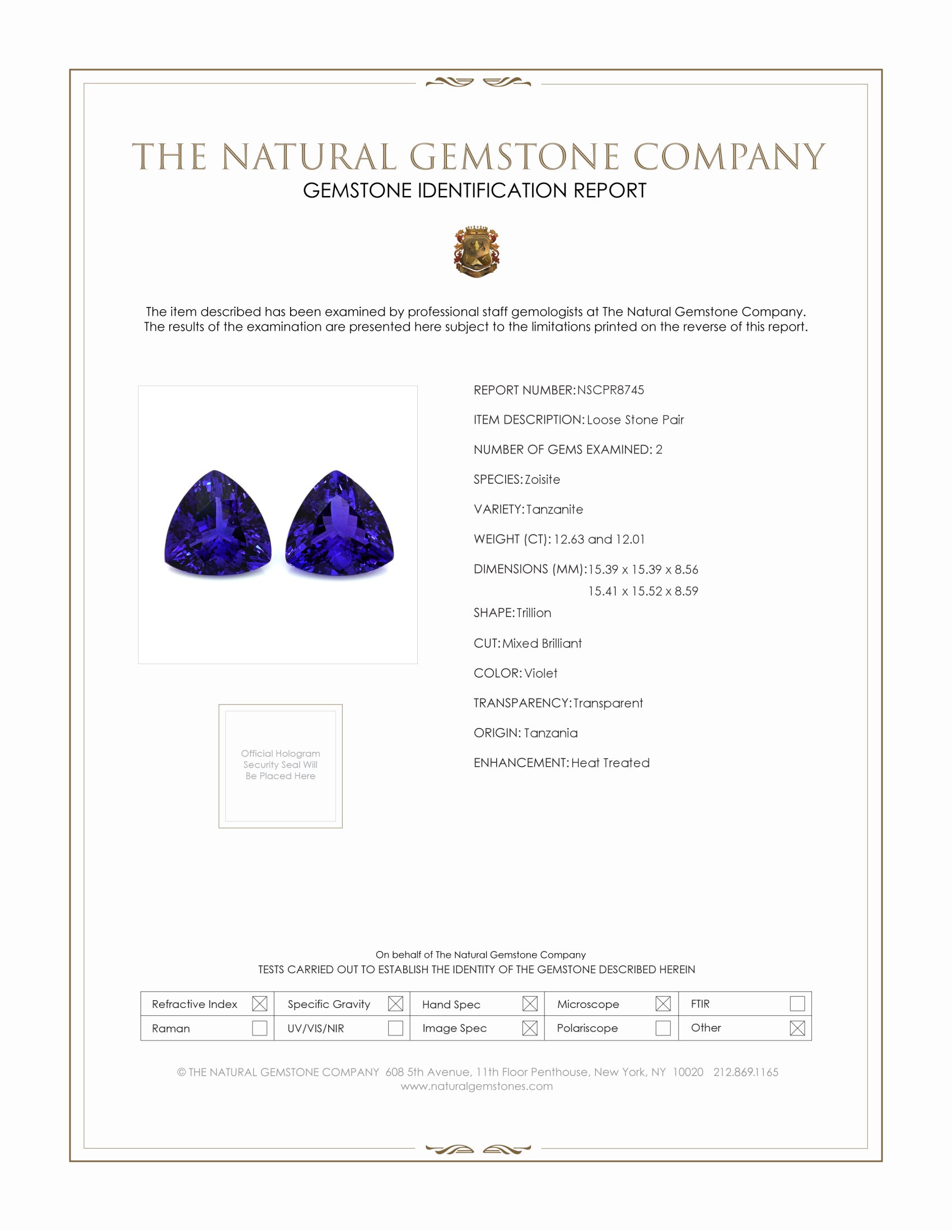 24.64 Ct.Tw. Violet Tanzanite Pair from Tanzania
