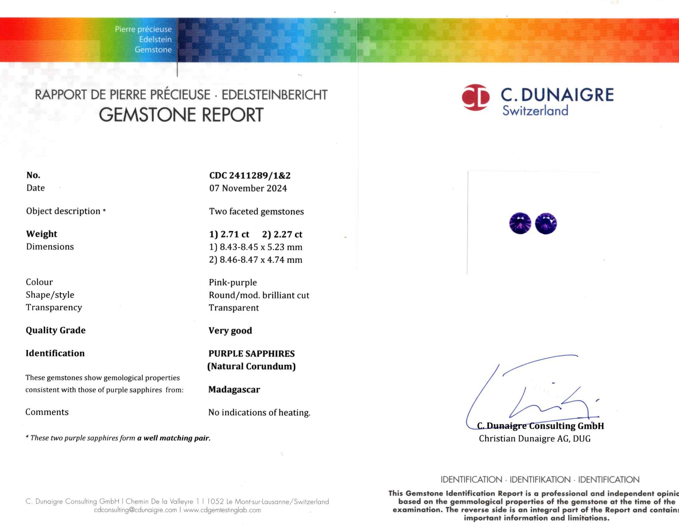 4.98 Ct.Tw. Pink Sapphire Pair from Madagascar