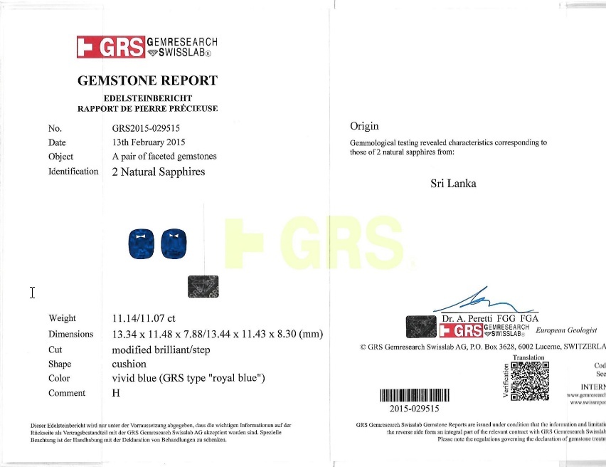 22.16 Ct.Tw. Blue Sapphire Pair from Ceylon (Sri Lanka)