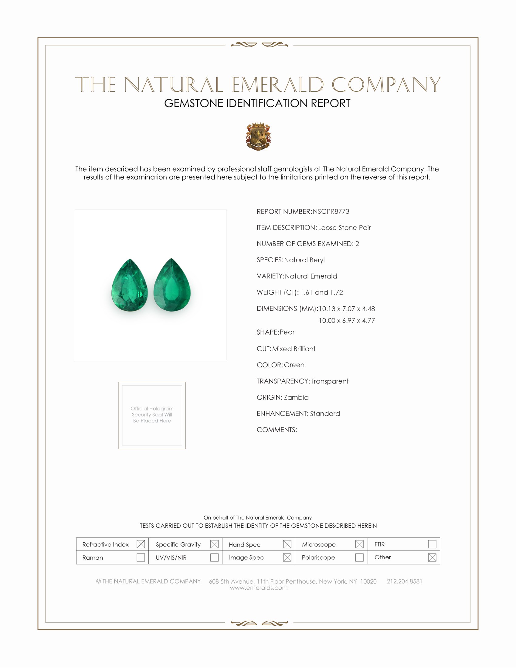 3.33 Ct.Tw. Emerald Pair from Zambia