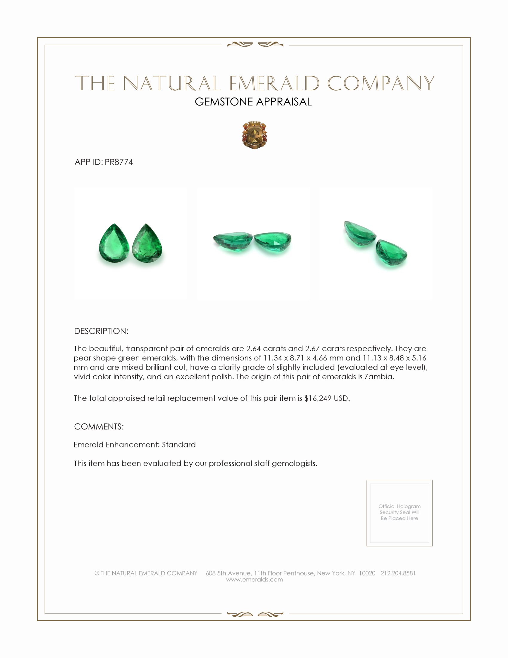 5.31 Ct.Tw. Emerald Pair from Zambia
