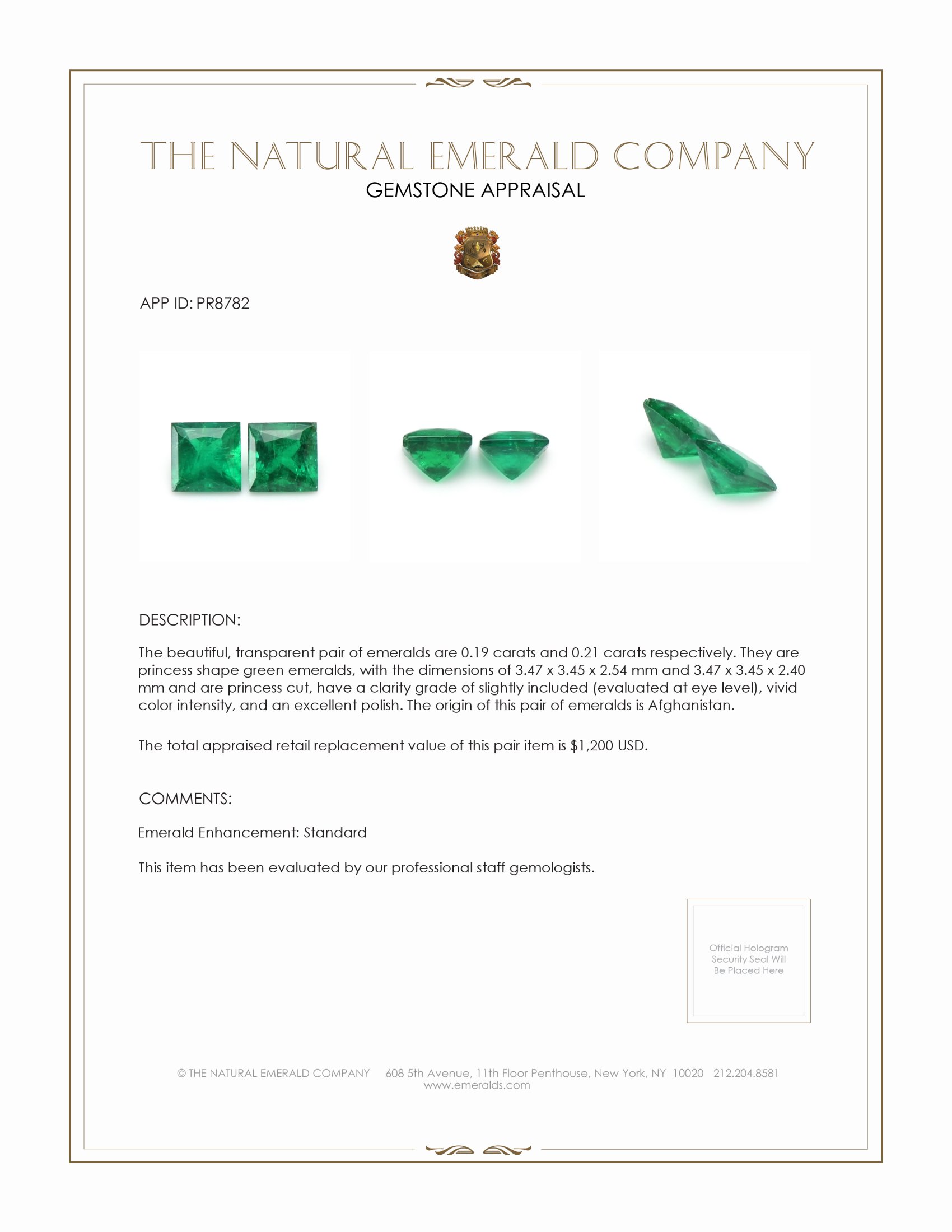 0.40 Ct.Tw. Emerald Pair from Afghanistan
