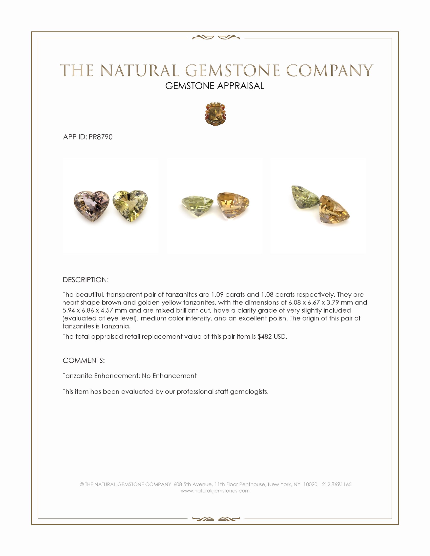 2.17 Ct.Tw. Brown Tanzanite Pair from Tanzania