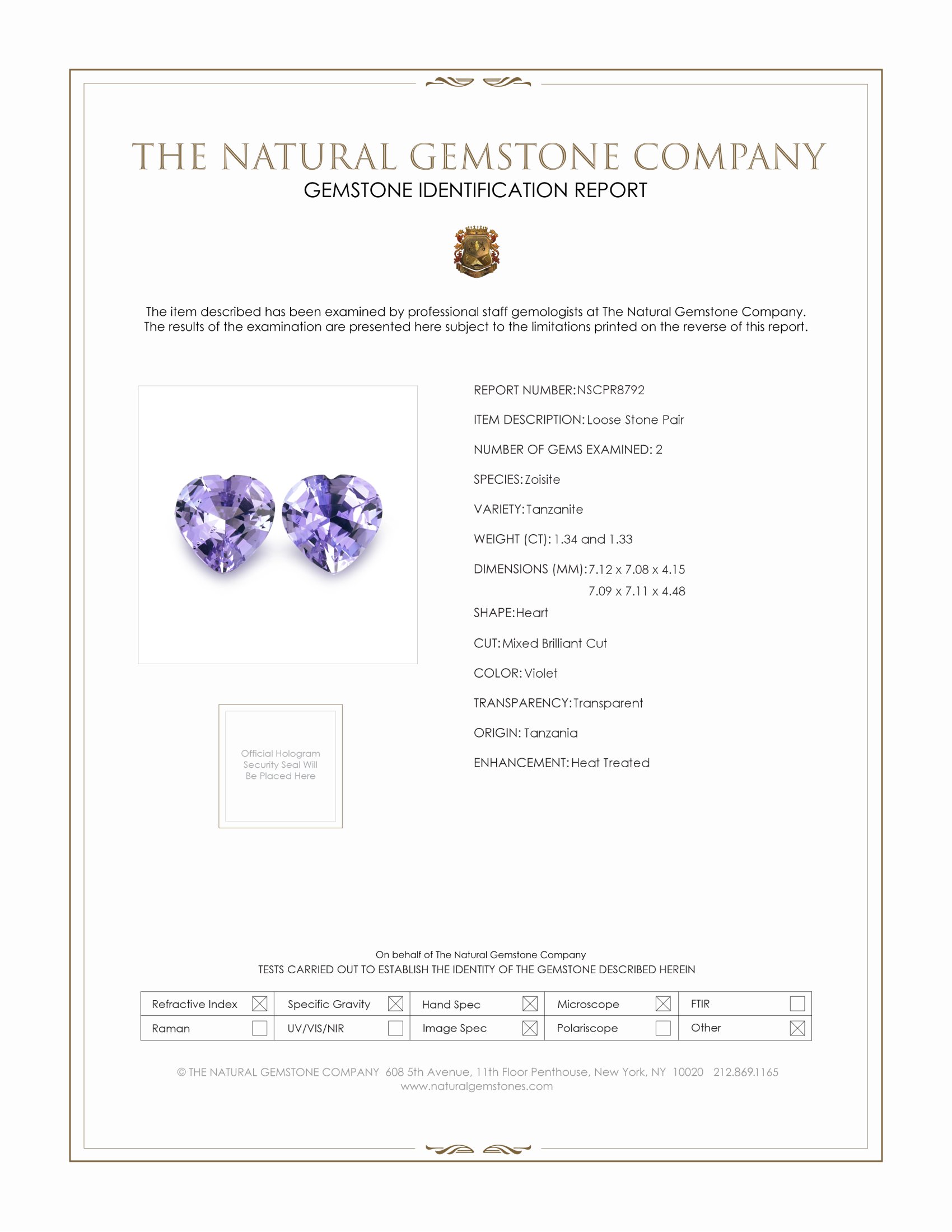 2.67 Ct.Tw. Violet Tanzanite Pair from Tanzania