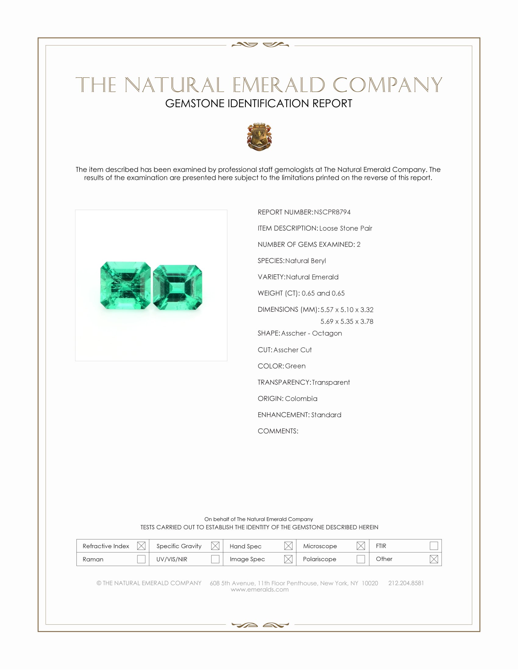 1.30 Ct.Tw. Emerald Pair from Colombia
