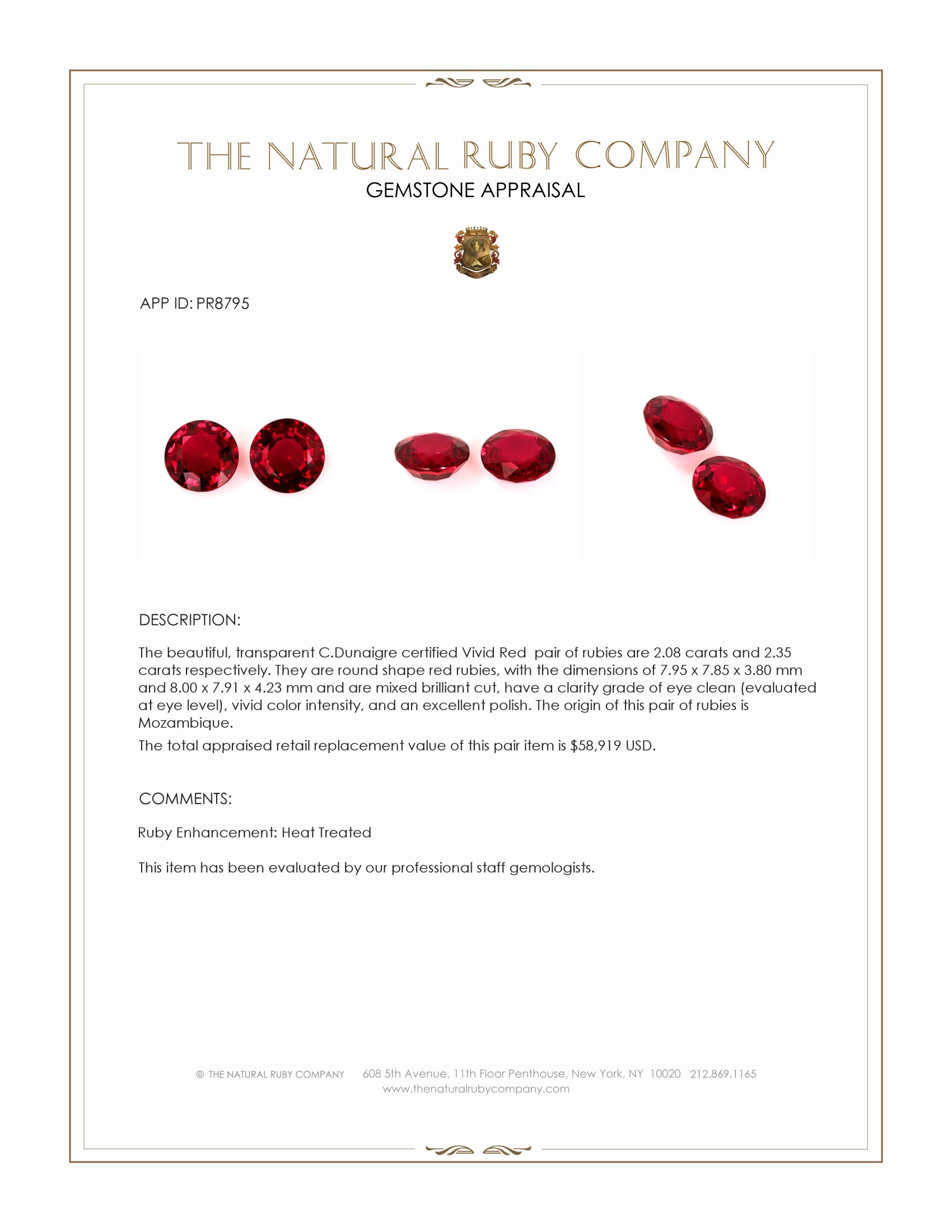 4.43 Ct.Tw. Ruby Pair from Mozambique
