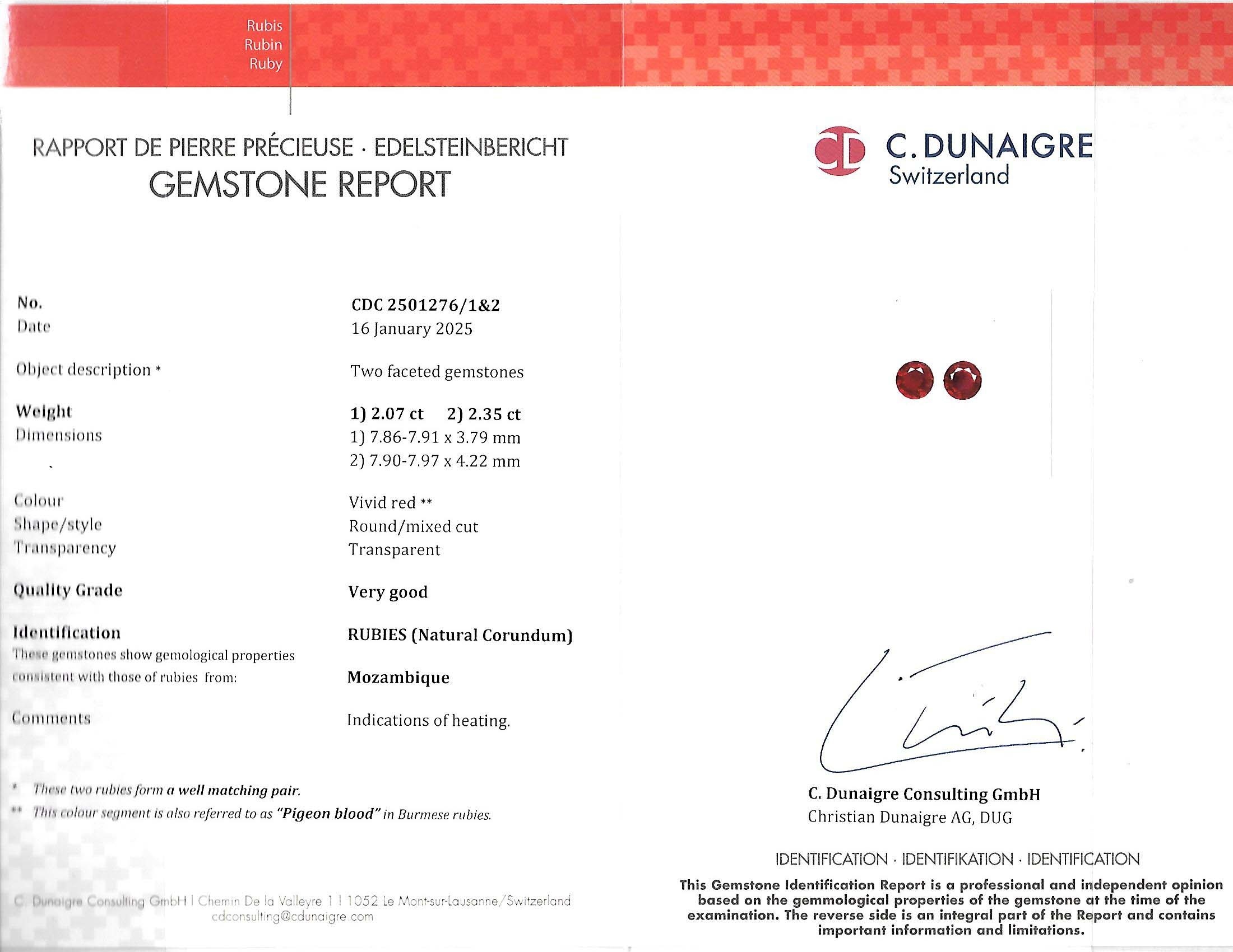 4.43 Ct.Tw. Ruby Pair from Mozambique