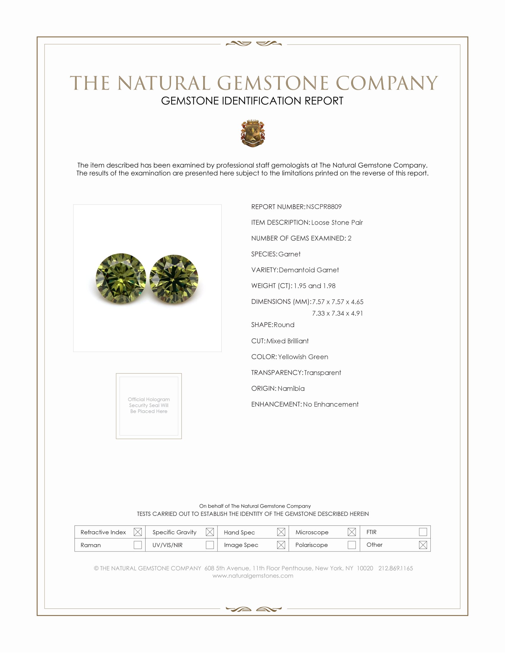 3.93 Ct.Tw. Demantoid Garnet Pair from Namibia