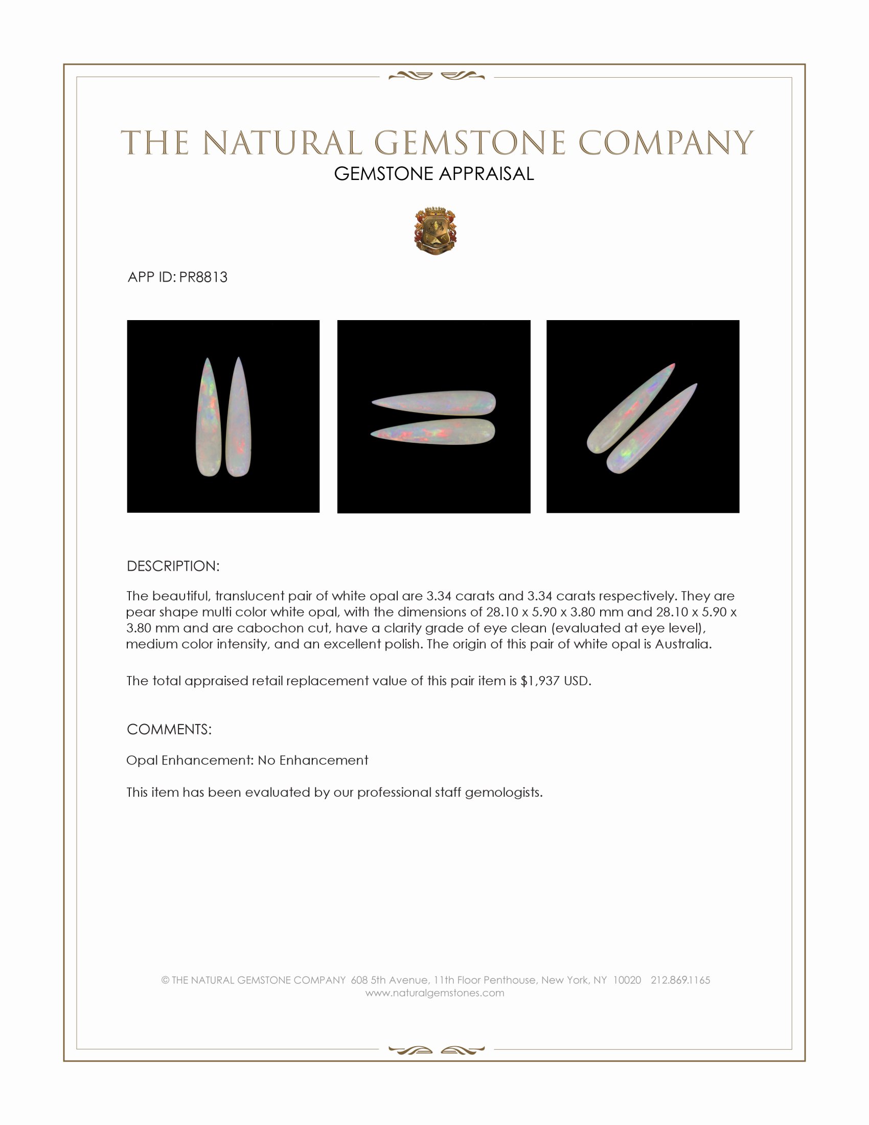 6.68 Ct.Tw. Cabochon Opal Pair from Australia