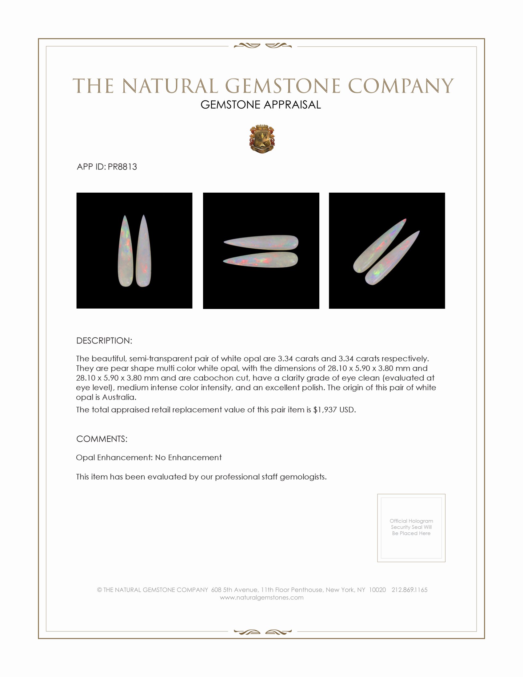 6.68 Ct.Tw. Cabochon Opal Pair from Australia