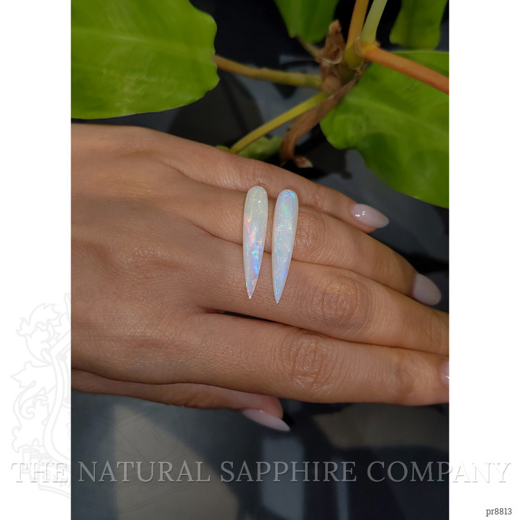 6.68 Ct.Tw. Cabochon White Opal Pair from Australia