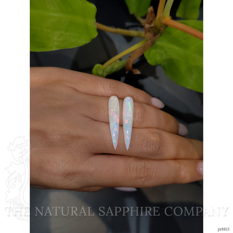 6.68 Ct.Tw. Cabochon White Opal Pair from Australia