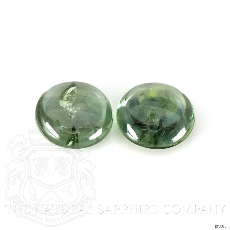 3.49 Ct.Tw. Green Cabochon Sapphire Pair from Montana